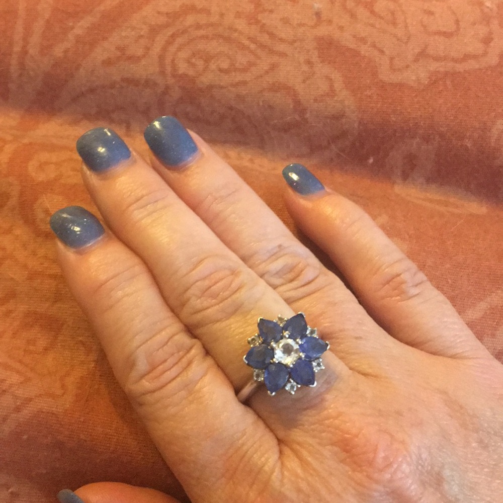 Sterling silver and sapphire ring